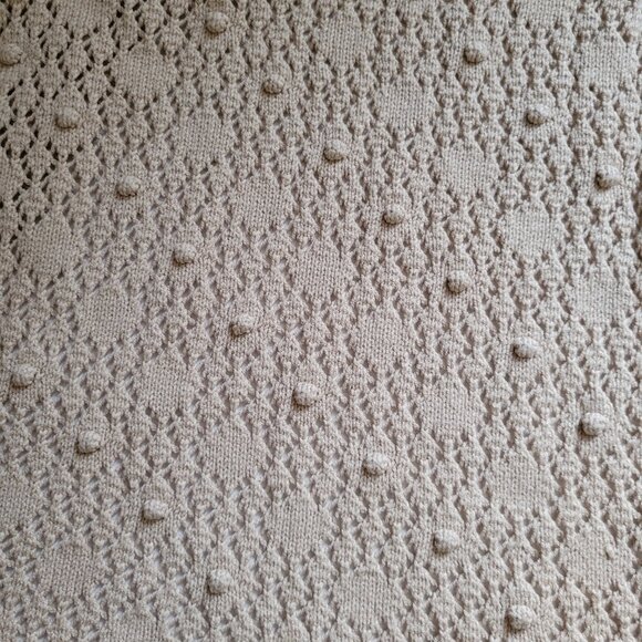 Ann Taylor LOFT crochet sweater vest open cardigan beige popcorn knit neutral - Picture 12 of 12